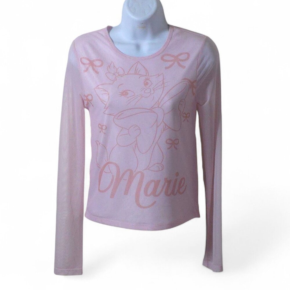 Disney Marie Aristocats Pink Long Sleeve Top Girls S Coquette Balletcore Graphic